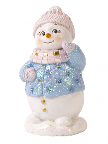 Новогодняя фигурка Стёганный Снеговик из полирезины / 9x5x4,5см арт.80322