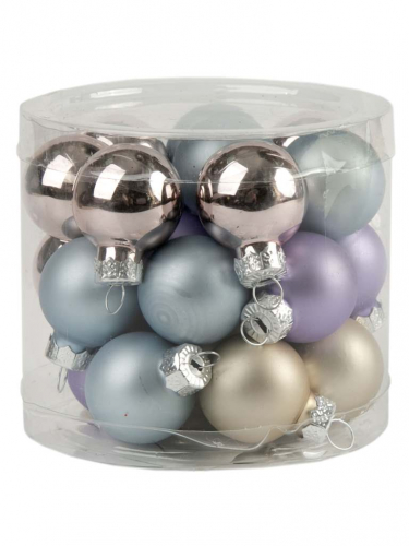 Новогоднее подвесное украшение - шар Шёлк микс из стекла, набор из 24 штуки / 2,5x2,5x2,5см арт.81929