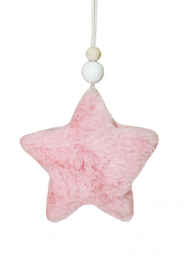 Новогоднее подвесное украшение Розовая звездочка из меха (полиэстер) / 9x2x9см арт.82619