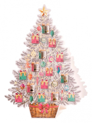 Новогодняя настольная елка Адвент из картона, с отрывными окошками-сюрпризами / 34,5х49,5х0,4см арт.80910