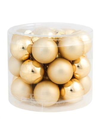 Новогоднее подвесное украшение - шар Золото микс из стекла, набор из 24 штуки / 2,5x2,5x2,5см арт.81924