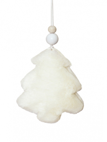 Новогоднее подвесное украшение Белая елочка из меха (полиэстер) / 9x2x8.5см арт.82621