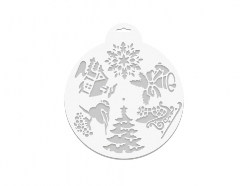 Трафарет Елочка и колокольчик новогодний, многоразовый из листового полипропилена / 25x25см арт.78066