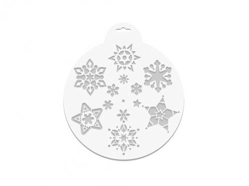 Трафарет Снежинки и звезды новогодний, многоразовый из листового полипропилена / 25x25см арт.78065