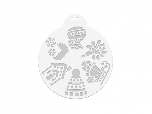 Трафарет Санки с подарками новогодний, многоразовый из листового полипропилена / 25x25см арт.78064