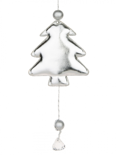 Новогоднее подвесное украшение Блестящая серебристая елочка из полиуретана / 8x1,5x28см арт.81443