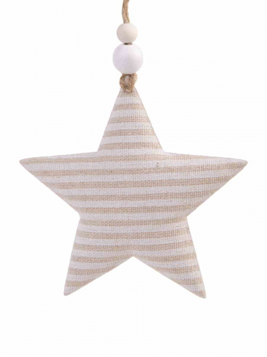 Новогоднее подвесное украшение Полосатая звезда из хлопчатобумажной ткани / 10,5x1,5x10,5см арт.81478