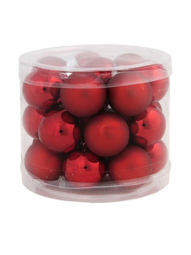Новогоднее подвесное украшение Красный шар из стекла набор из 24 штук / 2,5см арт.81036