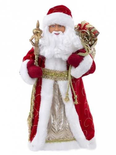 Новогодняя фигурка Дед Мороз в красном костюме из пластика и ткани / 15,5x8,5x30,5см арт.80153