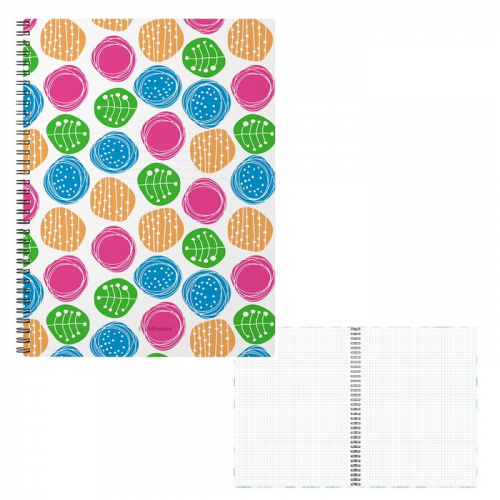 Тетрадь А4, 60 листов, в клетку, на гребне, Erich Krause Buttons, пластиковая обложка