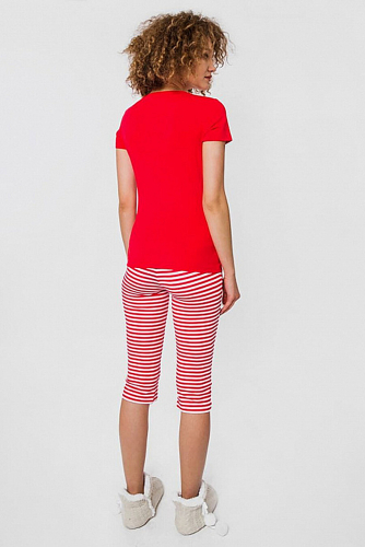 Пижама #213116Красный +полоска красная на белом