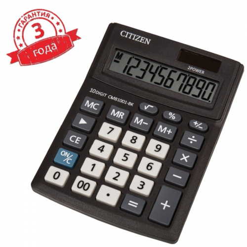 Калькулятор настольный Citizen Business Line CMB, 10 разрядный, двойное питание, 100 х 136 х 32 мм, чёрный
