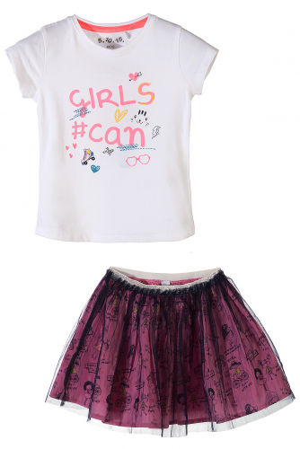 Комплект (футболка, юбка) для девочек 3P3601-0835