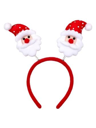Маскарадное украшение ободок на голову Дед Мороз в красном колпаке из полипропилена с декором из нетканого материала (полиэфирные волокна) / 22x26x1,5см арт.82300
