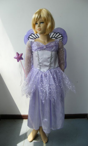 Детский маскарадный костюм для девочек арт.31005 (для детей 6-8 лет, рост 125 см, обхват груди 65 см, обхват талии 57 см(платье, крылья, головной убор, волшебная палочка), из полиэстра, трикотаж