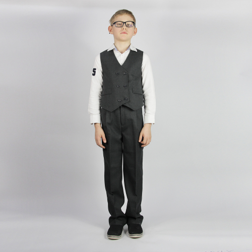 Серые детские брюки для мальчика «асфальт мелкий»