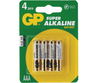 Батарейки GP (Джи-Пи) Alkaline AAA (LR03, 24А), КОМПЛЕКТ 4шт., в блистере, 1.5В 450436/151050/867963