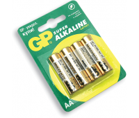 Батарейки GP (Джи-Пи) Alkaline AA (LR06, 15А), КОМПЛЕКТ 4шт., в блистере, 1.5В 450434/73532/309234