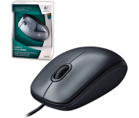 Мышь проводная оптическая LOGITECH M100, USB, 3кнопки+ 1колесо-кнопка, черный/серый, (910-001604) 511454