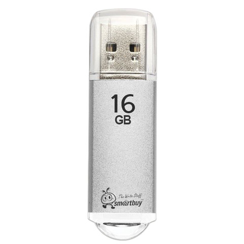 Флешка 16 GB, SMARTBUY V-Cut, , SB16GBVC-S, USB 2.0 Flash Drive, серебристая, 222379