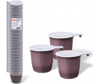 Одноразовые чашки 0,18 л, 50 штук, бело-корич., для чая и кофе