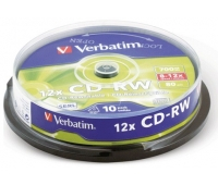 Диск CD-RW Verbatim 700Mb 12х 10 штук.Cake box ш/к 43480, 510267