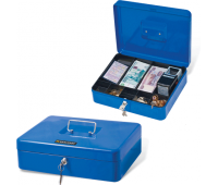 Ящик для денег, ценностей, документов, печатей 90*240*300 мм, с ключевым замком, синий BRAUBERG 290336