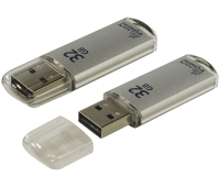 Флешка 32 GB, SMARTBUY V-Cut, SB32GBVC-S, USB 2.0 Flash Drive, серебристый (металл.корпус), 227883/512188