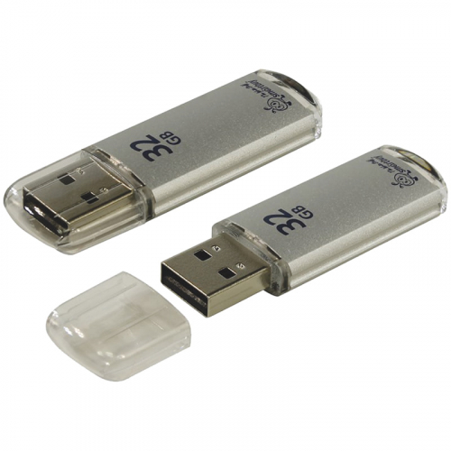 Флешка 32 GB, SMARTBUY V-Cut, SB32GBVC-S, USB 2.0 Flash Drive, серебристый (металл.корпус), 227883/512188