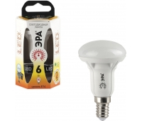 Лампа светодиодная ЭРА, 6 (50) Вт, цоколь E14, рефлектор, теплый белый свет, 30000 ч., LED smdR50-6w-827-E14 452193