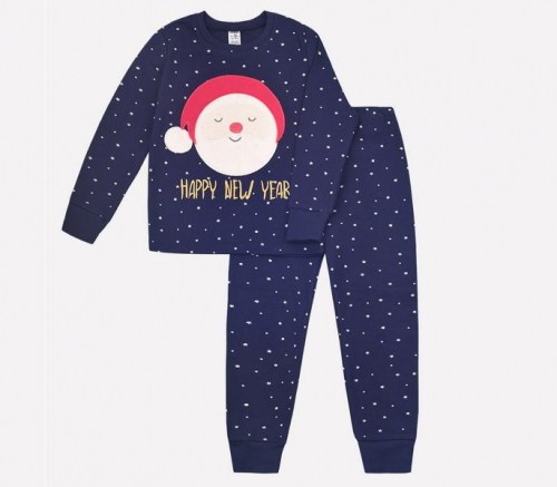 Пижама для мальчика Крокид К 1521 новогодние звезды на глубоком синем