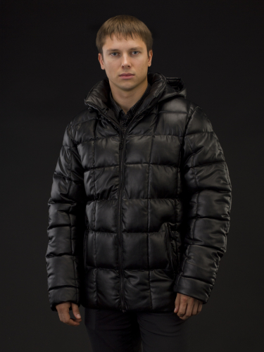Куртка зимняя мужская Merlion Рауль экокожа (черный)