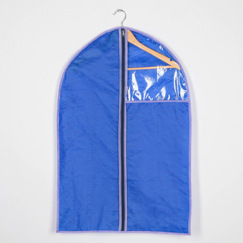 Чехол для верхней одежды «Цветы», 100×60 см цвет сине-фиолетовый