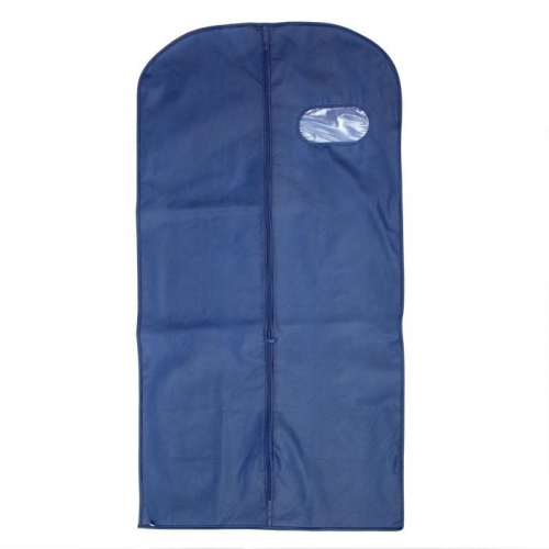 Чехол для одежды с окном 60×100 см, спанбонд, цвет синий