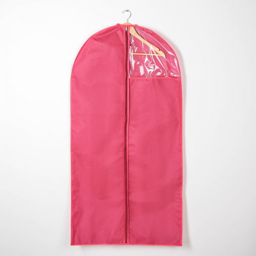 Чехол для костюмов и платьев 120×60 см, цвет красный
