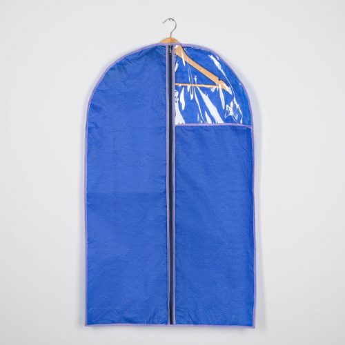 Чехол для костюмов и платьев «Цветы», 120×60 см, цвет сине-фиолетовый