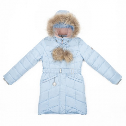 Пальто зимнее для девочки Лагуна голубое 229-20з Батик 