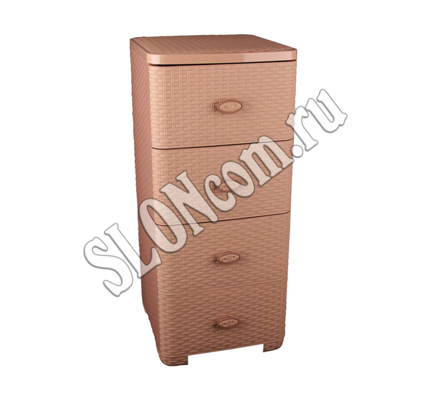Комод Плетенка 4-х секционный (какао). sloncom