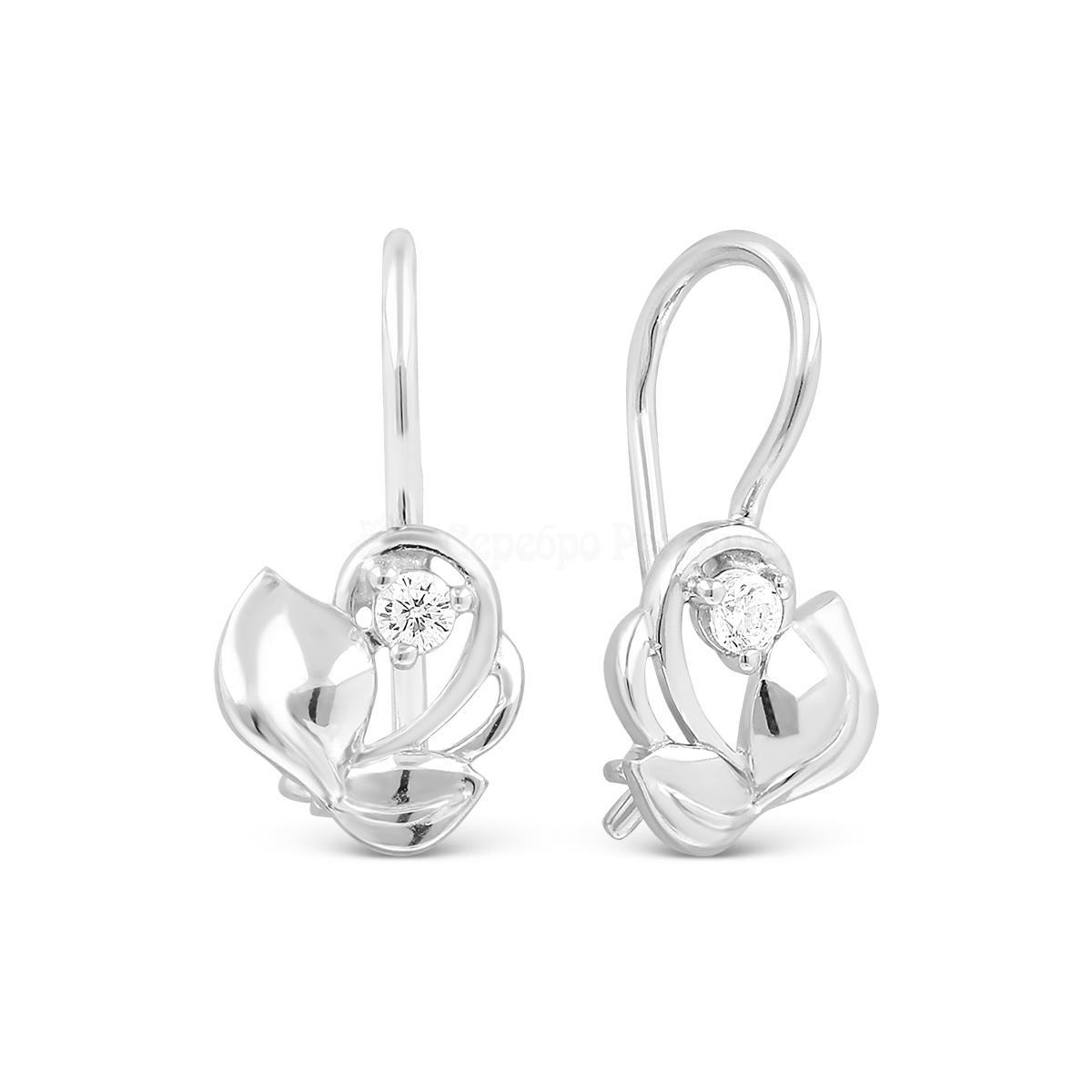 Серьги из родированного серебра с фианитами 925 пробы С-2700-Р