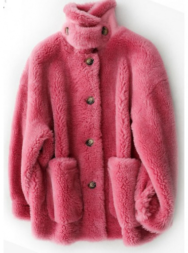 Пальто из овчины розового цвета  Арт. 9816