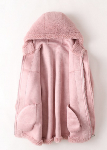 Пальто из овчины  светло-розового цвета  Арт. 9848