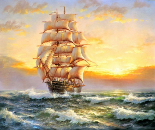 Картина по номерам 40х50 - Корабль на закате