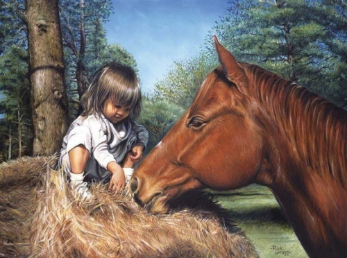 Картина по номерам 40х50 - Девочка и лошадь