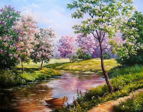 Картина по номерам 40х50 - Розовая река