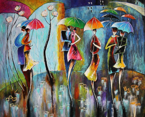 Картина по номерам 40х50 - Люди под зонтами