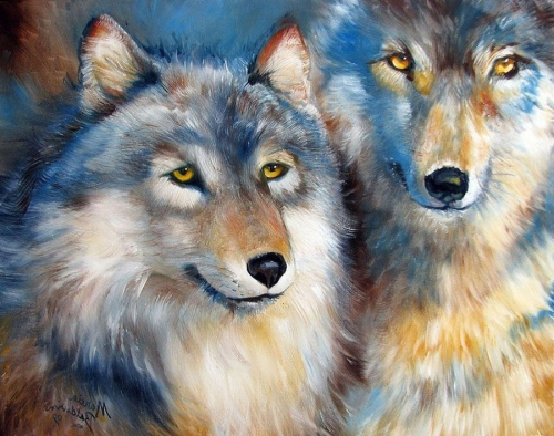 Картина по номерам 40х50 - Пушистые волки
