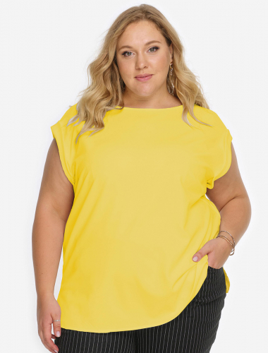 Блуза со спущенным плечом, креп желтый
