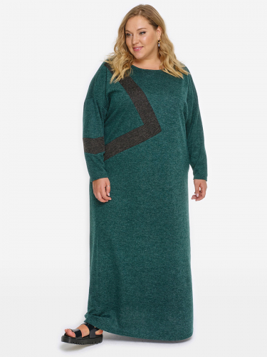 Платье из джерси-меланж с асимметричной отделкой, зеленое