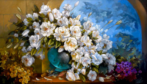 Картина по номерам 40х50 - Белые розы