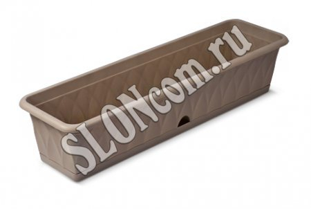 Ящик для растений Сиена 81 см с поддоном, серый. sloncom
